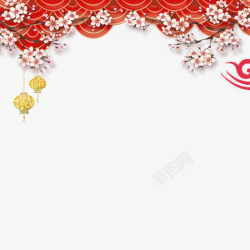 金色的梅花中国风梅花祥云装饰高清图片