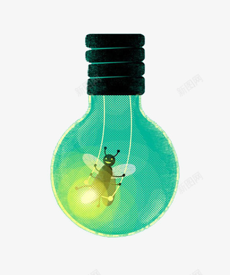 荧光灯泡png免抠素材_新图网 https://ixintu.com 小昆虫 明亮 绿色 黄色的灯