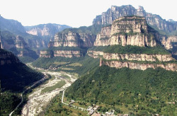 山西雁门关景区著名太行山大峡谷高清图片