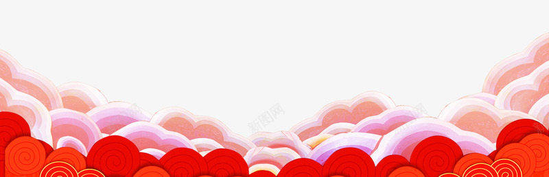 中国风云图案装饰psd免抠素材_新图网 https://ixintu.com 中国风 中国风云图案装饰 云图案 云朵 云腾 红色 装饰 边框