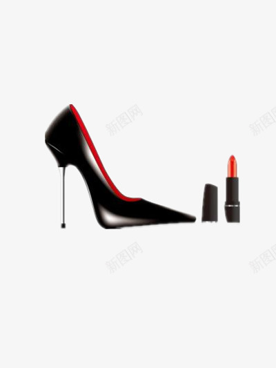 高跟鞋口红png免抠素材_新图网 https://ixintu.com 口红 女士 女生高跟鞋 皮鞋 美丽 魅力 黑色高跟鞋