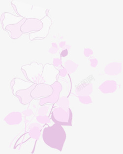 粉色淡雅唯美手绘花朵素材