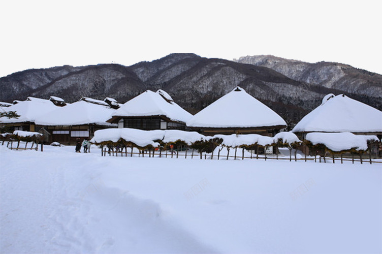 冬天雪景psd免抠素材_新图网 https://ixintu.com 屋顶上的雪 房子 白色 雪地