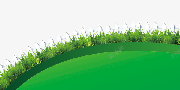 绿色弧形草地栅栏装饰图案psd免抠素材_新图网 https://ixintu.com 弧形 栅栏 白色栅栏 绿色 草地 装饰图案