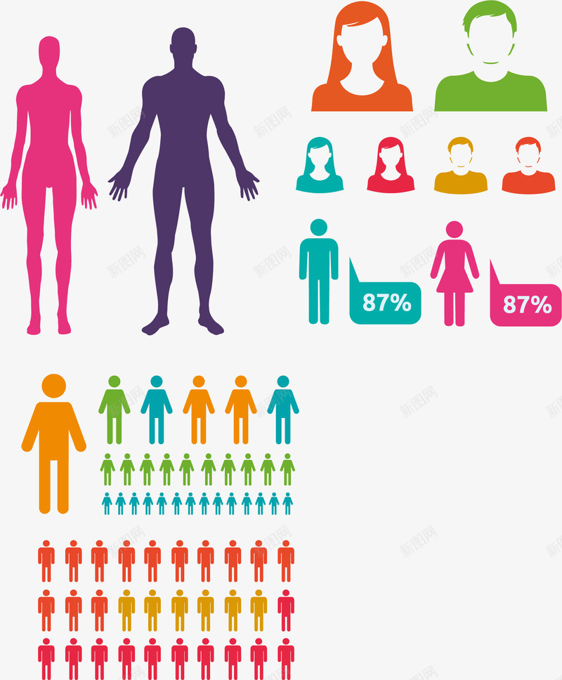 人物分类矢量图ai免抠素材_新图网 https://ixintu.com 数据 高清 矢量图