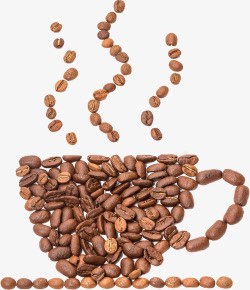咖啡豆堆砌成的咖啡杯素材
