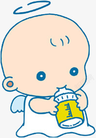 仰头喝奶的女宝宝喝奶的卡通宝宝高清图片