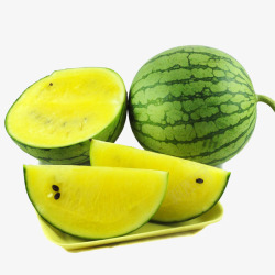 黄色西瓜瓤西瓜黄色西瓜瓤水果甜品高清图片