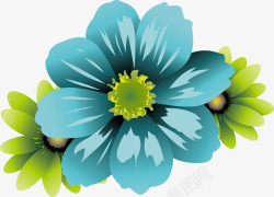 蓝色水彩树蓝色花朵矢量图高清图片
