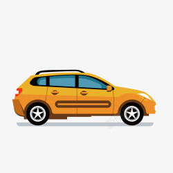 绚丽汽车插画黄色扁平化汽车元素矢量图高清图片