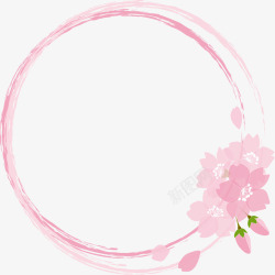 花朵标签标贴粉色春季梦幻花圈高清图片