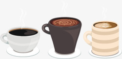 现磨咖啡现磨带热气连杯咖啡手绘矢量图高清图片