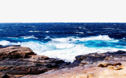 蓝色风景背景海边岩石摄影高清图片