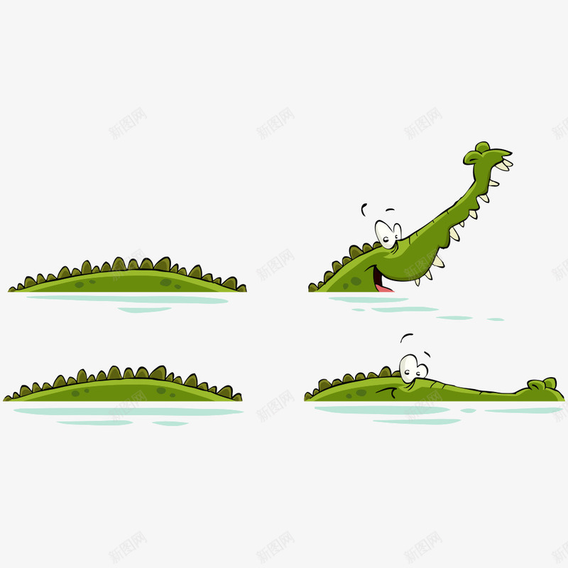 鳄鱼png免抠素材_新图网 https://ixintu.com 动物 卡通鳄鱼 水下生物 矢量鳄鱼 鳄鱼