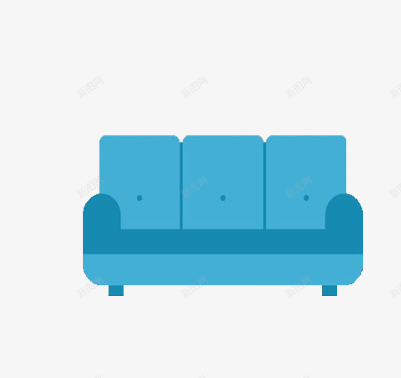 蓝色手绘沙发精致png免抠素材_新图网 https://ixintu.com 手绘 沙发 蓝色 装饰