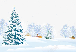 冬日圣诞树雪地素材