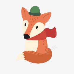 卡通可爱狐狸动物冬季冬天帽矢量图素材