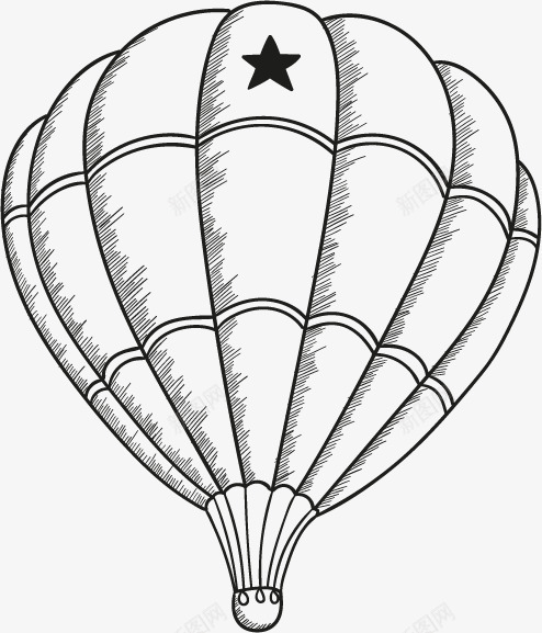 气球素描png免抠素材_新图网 https://ixintu.com 交通 手 探险 气球 空中气球 素描 绘制 航空 飞行