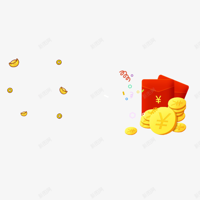 漂浮的金币png免抠素材_新图网 https://ixintu.com 元宝 淘宝设计 红色 金币 金钱