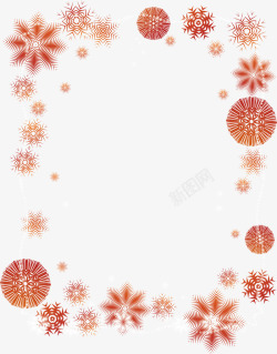 冬日红色雪花框架素材