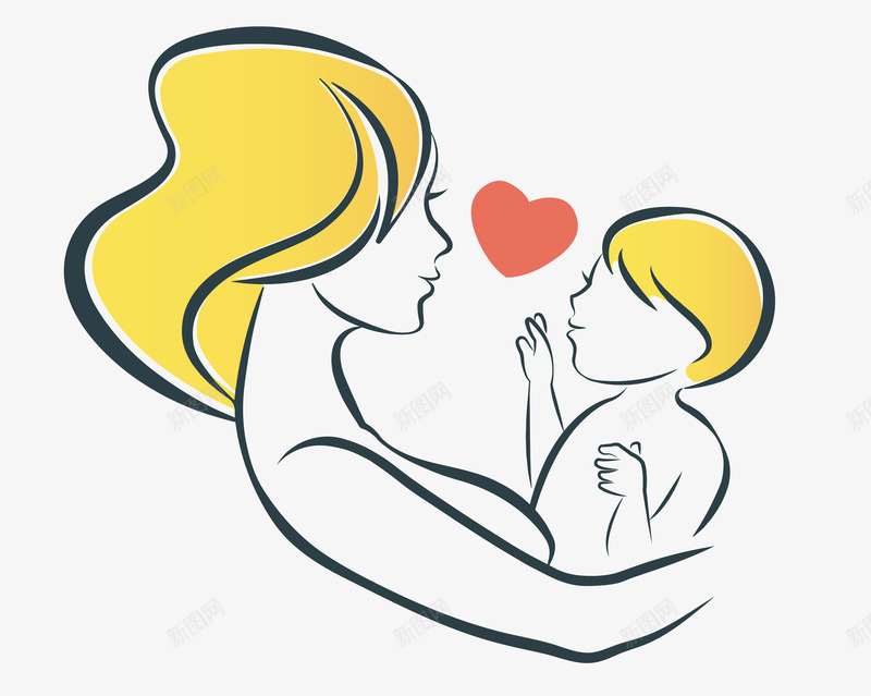 母婴绘画插画图标png_新图网 https://ixintu.com 商标设计 女性节日Logo设计 妈妈 婴儿 插画 标志图标 母亲节 母婴绘画 母爱 节日标志设计