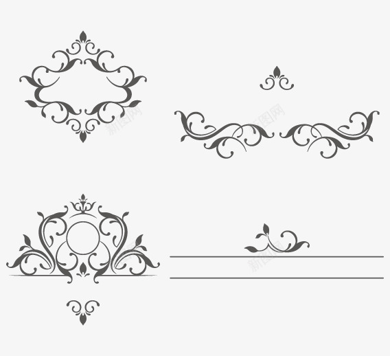 线条花纹png免抠素材_新图网 https://ixintu.com 古典 时尚 欧美 花纹装饰