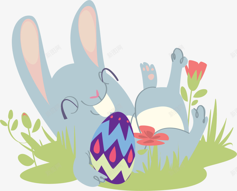 可爱复活节草地兔子png免抠素材_新图网 https://ixintu.com Easter Happy 兔子 复活节 复活节快乐 彩蛋 草地