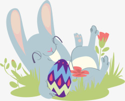 可爱复活节草地兔子素材
