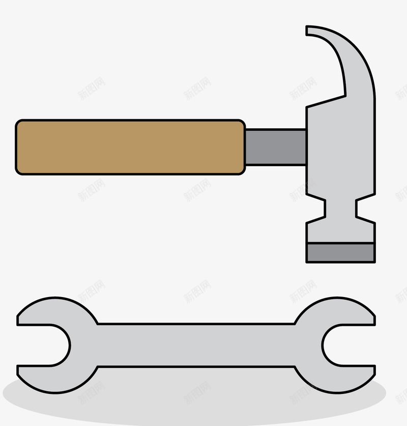 五金锤子扳手png免抠素材_新图网 https://ixintu.com 五金机电 卡通风格 工具 扳手 机电 矢量五金机电 锤子