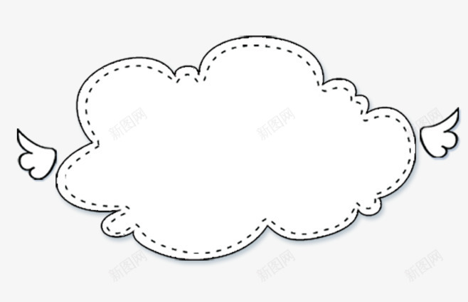 云朵白色边框png免抠素材_新图网 https://ixintu.com 云朵便签 元素 卡通 翅膀 装饰