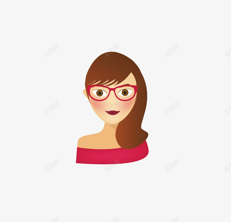 戴眼镜的女人头png免抠素材_新图网 https://ixintu.com 人头像 卡通人头像 矢量欧洲女人头像