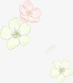 彩色卡通手绘花朵双层素材
