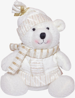 冬天白色小熊布娃娃素材