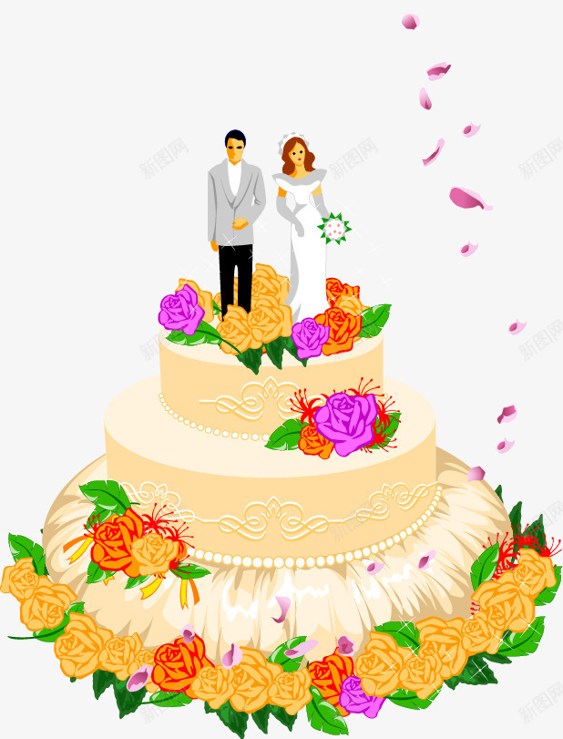 站在蛋糕上的一对情侣矢量图ai免抠素材_新图网 https://ixintu.com 婚庆 情侣 站在蛋糕上的一对情侣矢量素材 蛋糕 矢量图