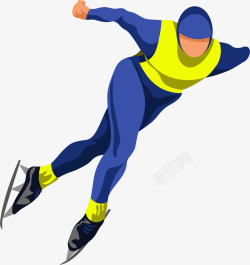 健身运动的人物卡通短道速滑人物插画矢量图高清图片