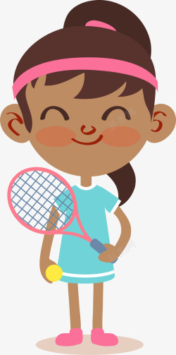 害羞的小女孩打羽毛球的小女孩插画高清图片