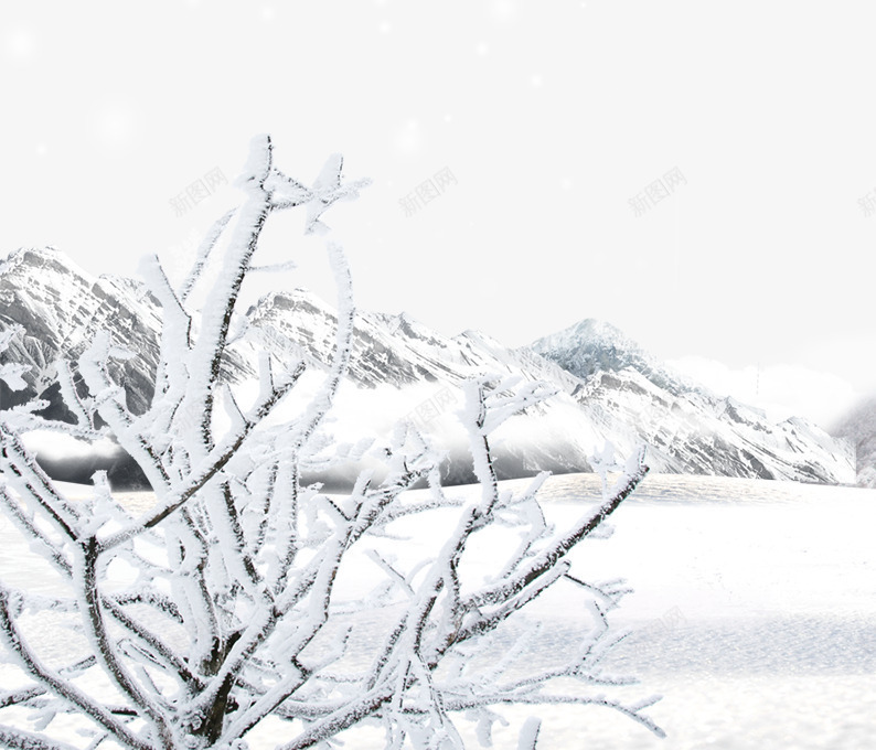 雪地上雪山png免抠素材_新图网 https://ixintu.com 下雪 冬天 树枝 白色 雪人 雪地雪山 雪球 雪花