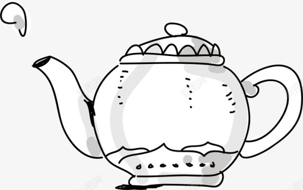 白色线条手绘茶吧图标图标