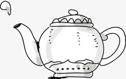 线条茶具白色线条手绘茶吧图标高清图片