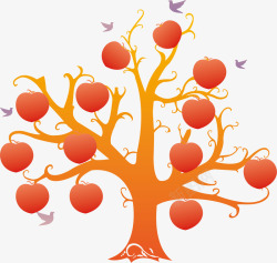 Q版苹果树卡通红色苹果树高清图片