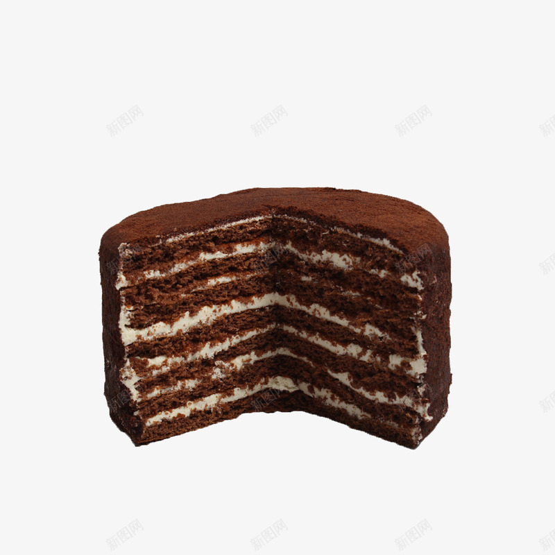 切开的千层蛋糕png免抠素材_新图网 https://ixintu.com 产品实物 巧克力 早点 黑色