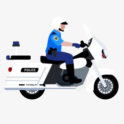 一个警察一个开着警用摩托的警察矢量图高清图片