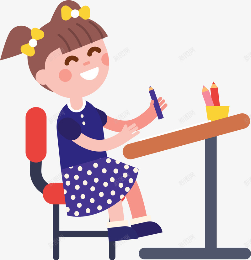 开学季上课的小女孩png免抠素材_新图网 https://ixintu.com 上课的小女孩 可爱小女孩 坐着的小女孩 坐着的小朋友 开学季 开心 手拿铅笔