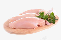 生肉设计简洁美食几块鸡胸肉放在案板上免高清图片