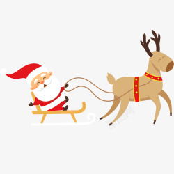 冬天小鹿圣诞老人和驯鹿矢量图高清图片