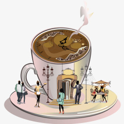 创意享受咖啡的人群矢量图素材