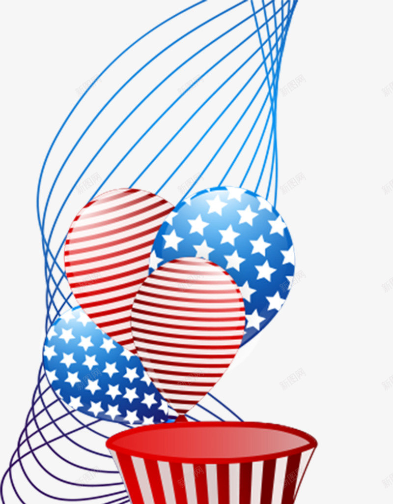 独立日背景美国帽子和气球png免抠素材_新图网 https://ixintu.com 事件 帽子 快乐 气球 独立日 美国 美国气球 背景 蓝色 蓝色背景