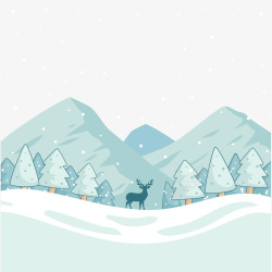 麋鹿免抠图素材圣诞节风景插画矢量图高清图片