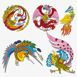 中国风古典凤凰装饰画矢量图素材