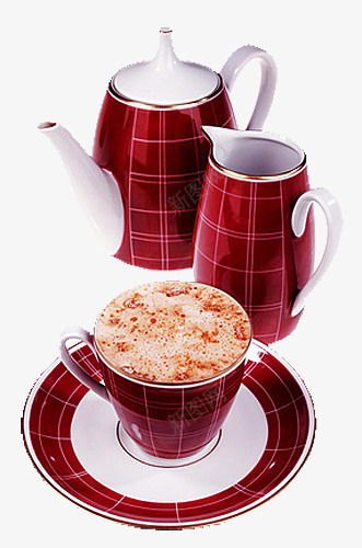 精美红格茶具png免抠素材_新图网 https://ixintu.com 咖啡 暖饮 水壶 热咖啡 瓷杯 碟子 精美 红格 茶具 茶杯